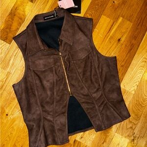 Brown Faux Leather Vest😍